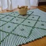 Small Green and White Striped Rug - 50x100cm - Knotted Rug