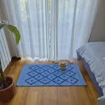 Small Blue and White Striped Rug - 50x100cm - Knotted Rug