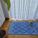 Small Blue and White Striped Rug - 50x100cm - Knotted Rug