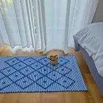 Small Blue and White Striped Rug - 50x100cm - Knotted Rug
