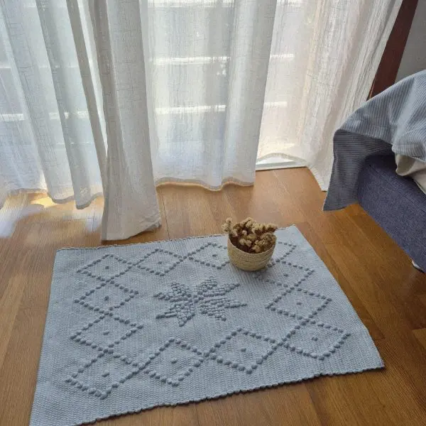 Mini Light Blue Rug - 40x60cm - Knotted Rug