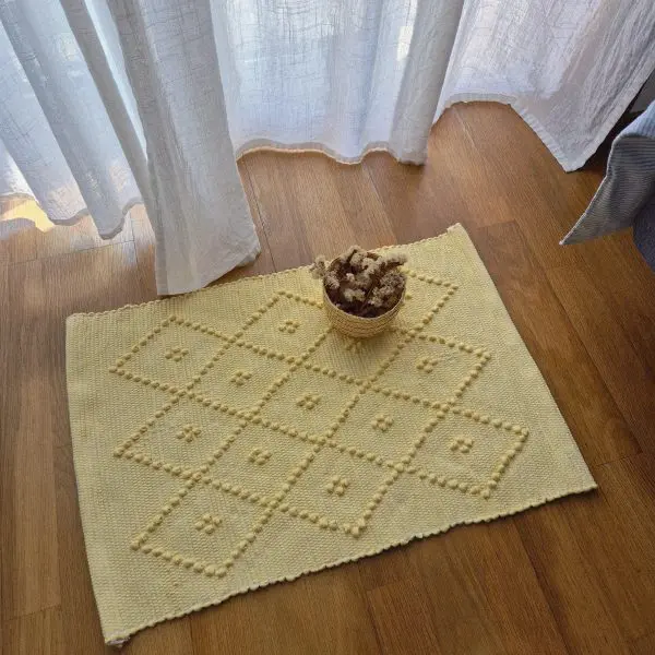 Mini Yellow Rug - 40x60cm - Knotted Rug