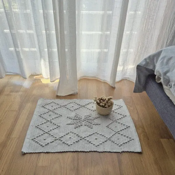 Mini Light Grey Rug - 40x60cm - Knotted Rug