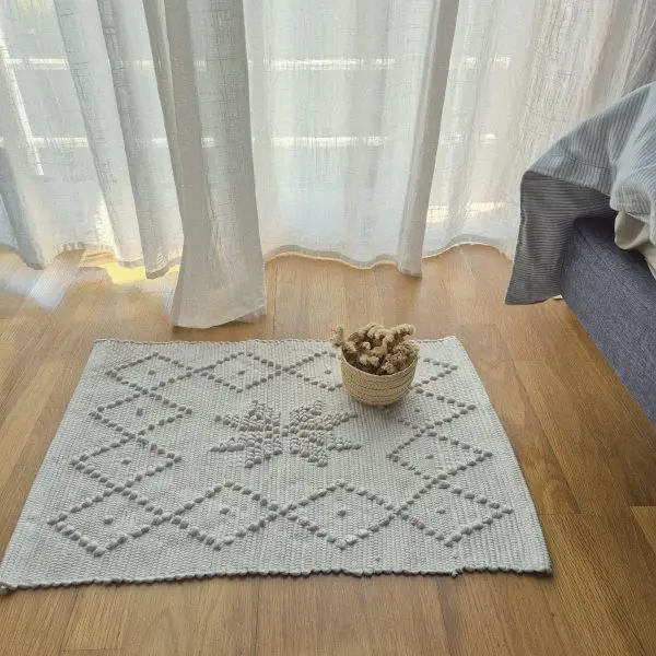Mini Light Grey Rug - 40x60cm - Knotted Rug