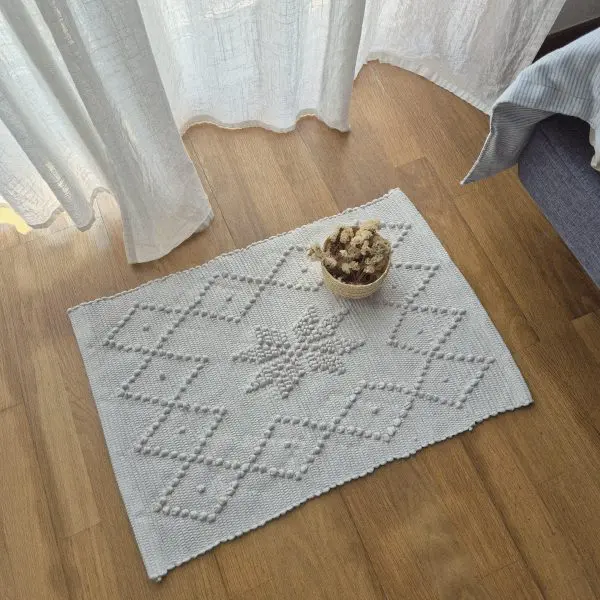 Mini Light Grey Rug - 40x60cm - Knotted Rug