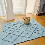 Mini Teal Blue Rug - 40x60cm - Knotted Rug