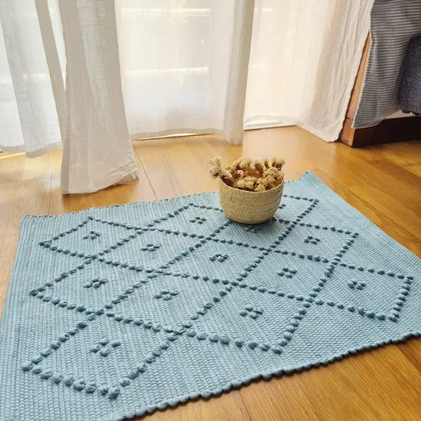 Mini Teal Blue Rug - 40x60cm - Knotted Rug