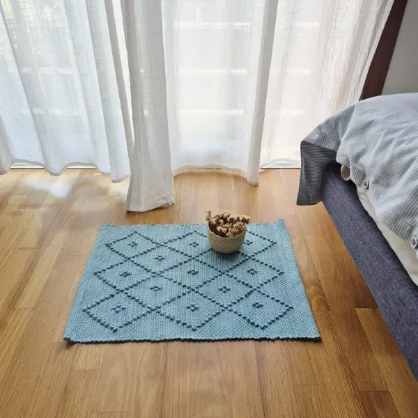 Mini Teal Blue Rug - 40x60cm - Knotted Rug