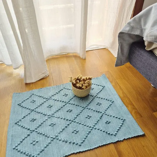 Mini Teal Blue Rug - 40x60cm - Knotted Rug