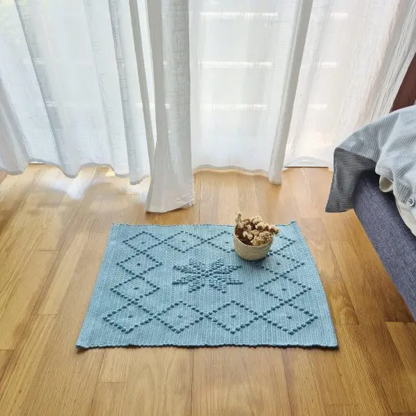 Mini Teal Blue Rug - 40x60cm - Knotted Rug