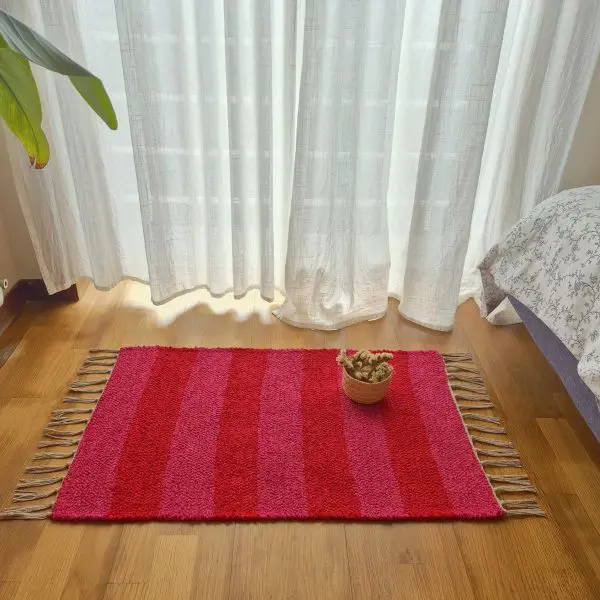 Mini Red and Pink Rug - 50x80cm - Ring Line Rug
