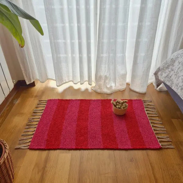 Mini Red and Pink Rug - 50x80cm - Ring Line Rug