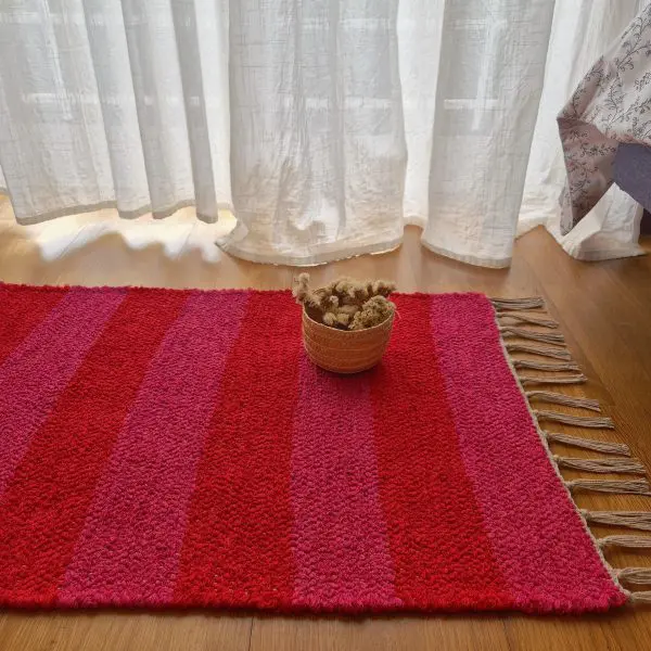 Mini Red and Pink Rug - 50x80cm - Ring Line Rug