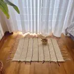 Mini Cream Rug With Black Lines - 50x80cm - Soft Rug