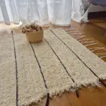 Mini Cream Rug With Black Lines - 50x80cm - Soft Rug