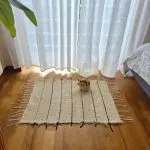 Mini Cream Rug With Black Lines - 50x80cm - Soft Rug