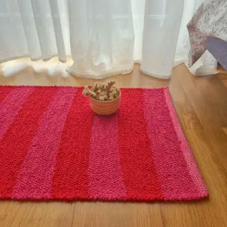 red and pink rug