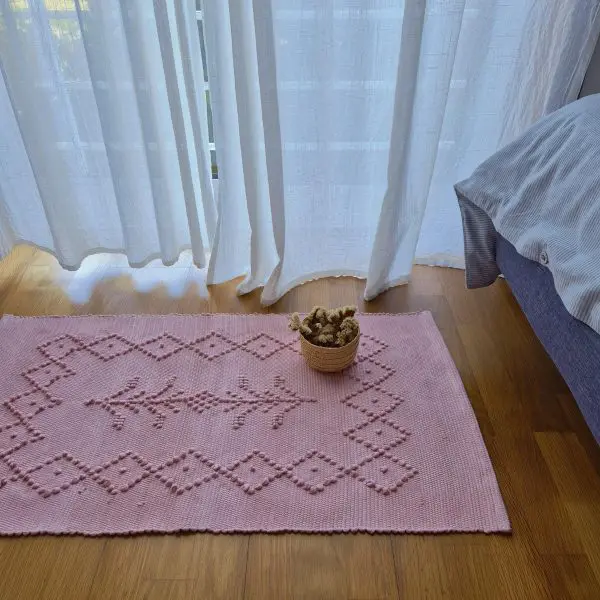 Small Rose Pink Rug - 50x100cm - Knotted Rug