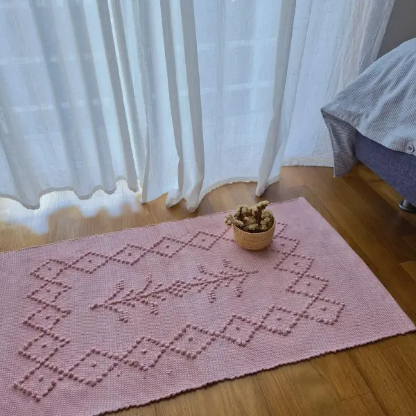 Small Rose Pink Rug - 50x100cm - Knotted Rug