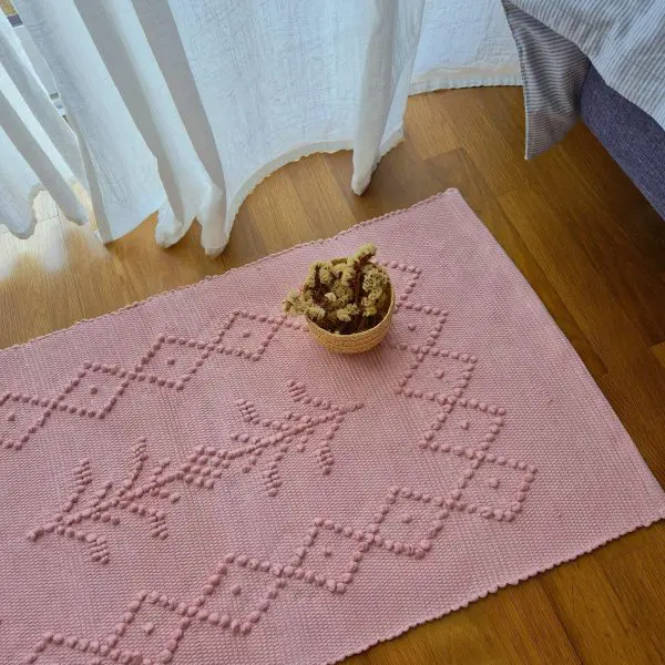 Small Rose Pink Rug - 50x100cm - Knotted Rug
