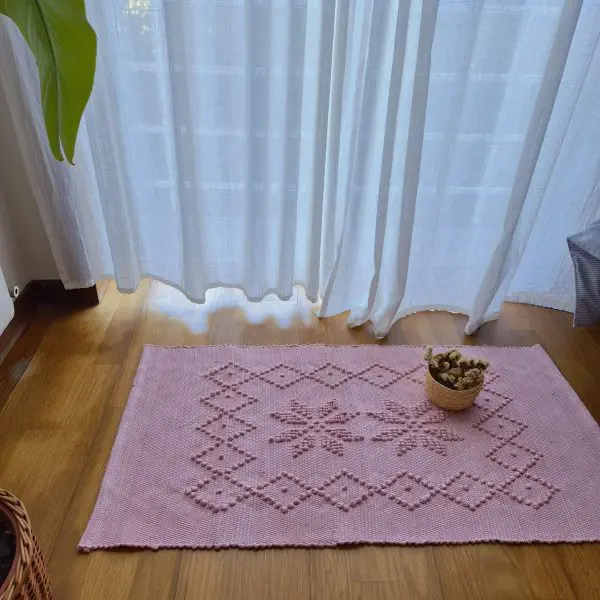 Small Rose Pink Rug - 50x100cm - Knotted Rug
