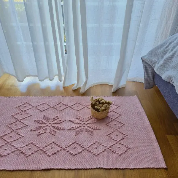 Small Rose Pink Rug - 50x100cm - Knotted Rug