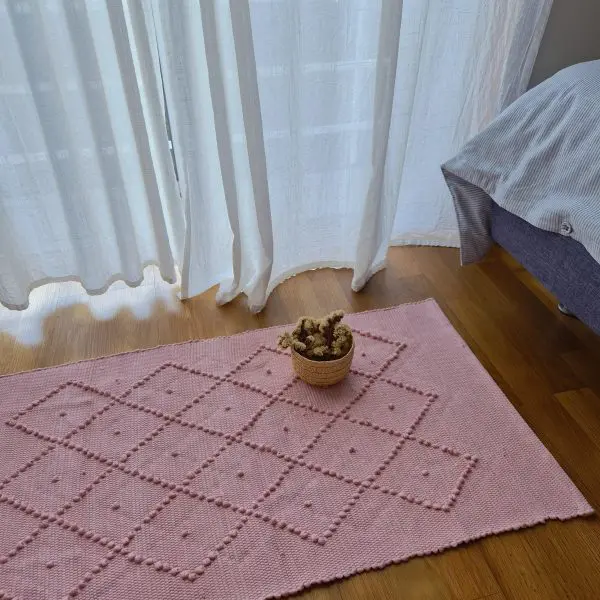 Small Rose Pink Rug - 50x100cm - Knotted Rug