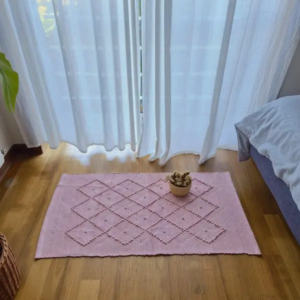 Small Rose Pink Rug - 50x100cm - Knotted Rug