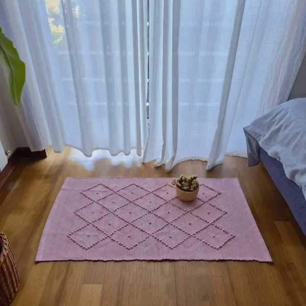 Small Rose Pink Rug - 50x100cm - Knotted Rug