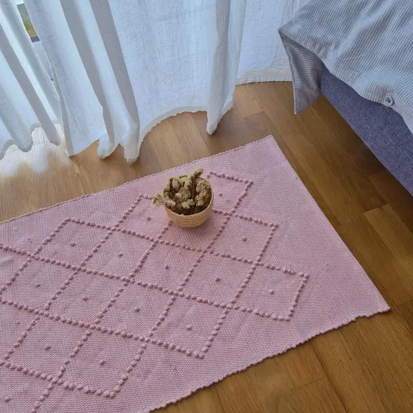 Small Rose Pink Rug - 50x100cm - Knotted Rug