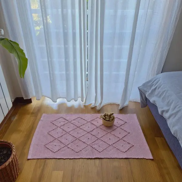 Small Rose Pink Rug - 50x100cm - Knotted Rug