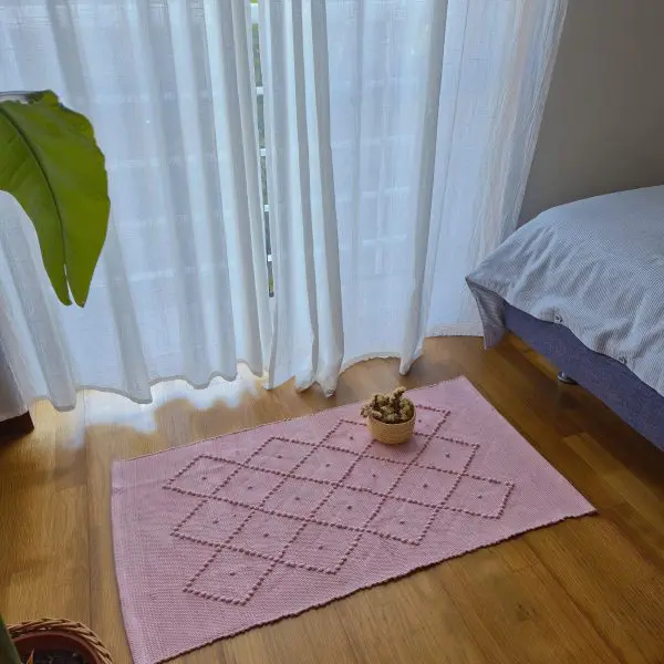 Small Rose Pink Rug - 50x100cm - Knotted Rug