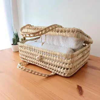 Large Palm Basket Suitcase Style