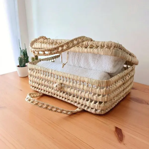 Large Palm Basket Suitcase Style