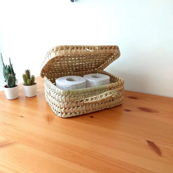 Large Palm Basket Suitcase Style