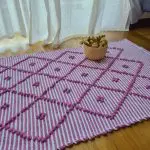 Small Pink and White Striped Rug - 50x100cm - Knotted Rug
