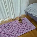 Small Pink and White Striped Rug - 50x100cm - Knotted Rug