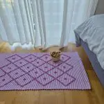 Small Pink and White Striped Rug - 50x100cm - Knotted Rug