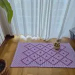 Small Pink and White Striped Rug - 50x100cm - Knotted Rug