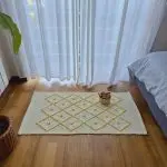 Small Yellow and White Striped Rug - 50x100cm - Knotted Rug