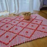 Small Coral and White Striped Rug - 50x100cm - Knotted Rug