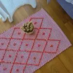 Small Coral and White Striped Rug - 50x100cm - Knotted Rug