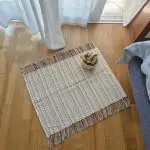Mini Cream Rug With Colorful Lines - 60x45cm - Traditional Rug