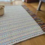 Small Cream Rug With Colorful Lines - 60x100cm - Traditional Rug