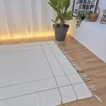 Large Cream Rug With Mustard Yellow Lines  - 140x200cm - Traditional Rug