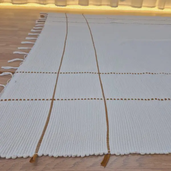 Large Cream Rug With Mustard Yellow Lines  - 140x200cm - Traditional Rug