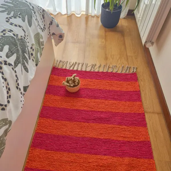 Medium Pink and Orange Striped Rug - 70x140cm - Ring Line Rug