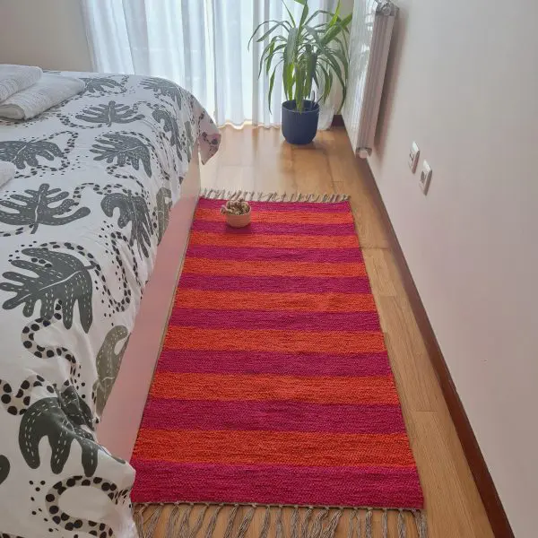 Medium Pink and Orange Striped Rug - 70x140cm - Ring Line Rug