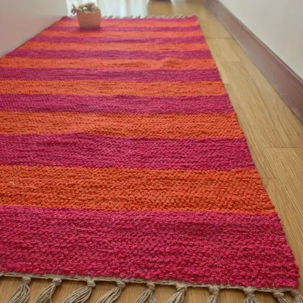 Medium Pink and Orange Striped Rug - 70x140cm - Ring Line Rug