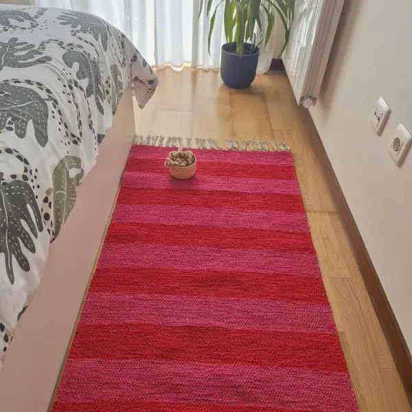 Medium Red and Pink Striped Rug - 70x140cm - Ring Line Rug